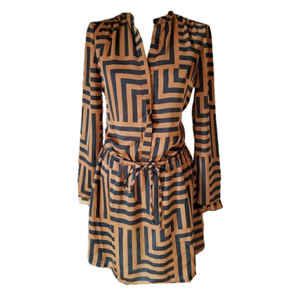 Noir Silky Brown Multicolor Geometric Mini Dress S